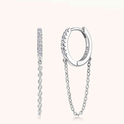 Sophisticated Charm: Lab-Grown Diamond Sterling Silver Huggie Earrings - A Modern Classic