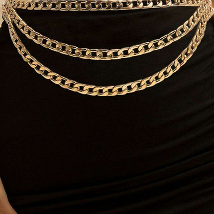Glamorous Triple-Layered Chain Waist Belt for Striking Style Elegance