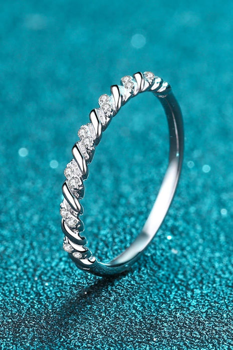 Elegant Lab-Created Moissanite Rhodium-Plated Half-Eternity Ring