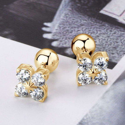 Elegant Moissanite Clover Earrings in Sterling Silver