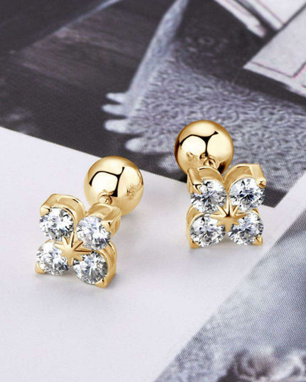 Elegant Moissanite Clover Earrings in Sterling Silver