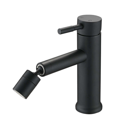 360° Rotating Matte Black Bathroom Sink Faucet with Dual Water Flow Modes