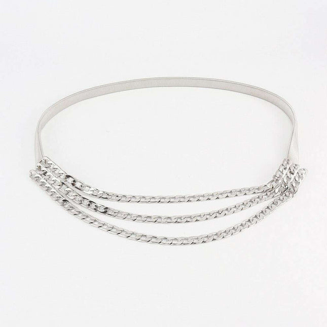 Glamorous Triple-Layered Chain Waist Belt for Striking Style Elegance