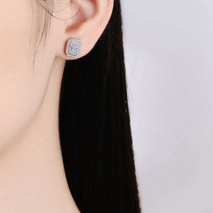 Chic Sterling Silver Earrings with Lab-Grown Diamond and Zircon