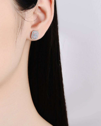 Chic Sterling Silver Earrings with Lab-Grown Diamond and Zircon
