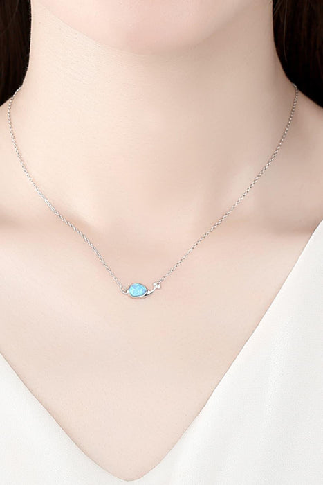 Opal Dolphin Sterling Silver Necklace with Platinum-Plated Detail