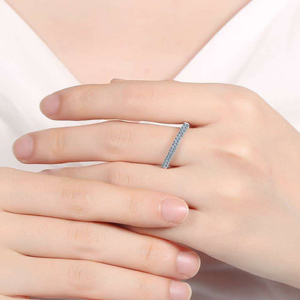 Elegant Moissanite Half-Eternity Ring in Sterling Silver