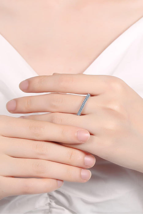 Elegant Sterling Silver Moissanite Half-Eternity Ring