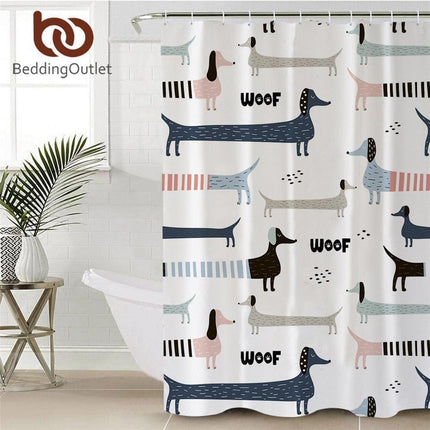 Playful Pup Patterned Bathroom Curtain