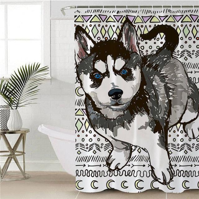 Cartoon Print Dog Shower Curtain