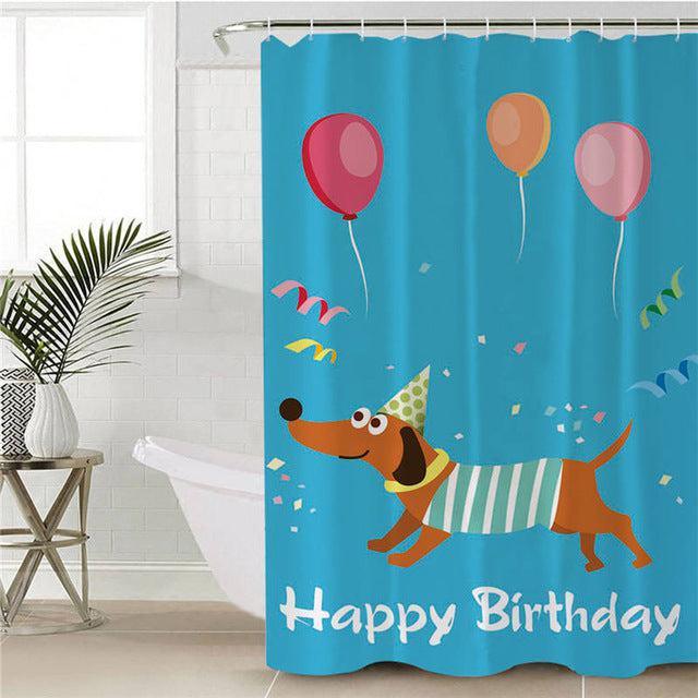 Cartoon Print Dog Shower Curtain