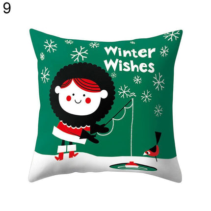 Whimsical Holiday Cartoon Pillow Cover for Festive Home Styling