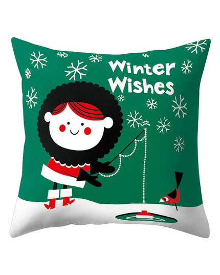 Whimsical Holiday Cartoon Pillow Cover for Festive Home Styling