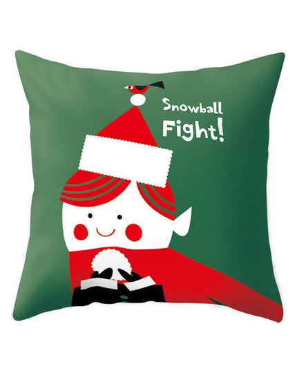 Whimsical Holiday Cartoon Pillow Cover for Festive Home Styling