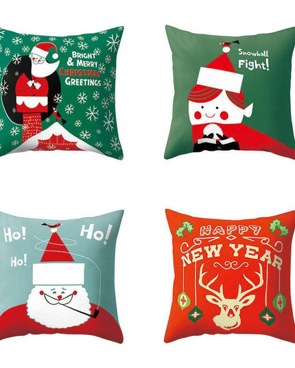 Whimsical Holiday Cartoon Pillow Cover for Festive Home Styling