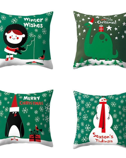 Whimsical Holiday Cartoon Pillow Cover for Festive Home Styling