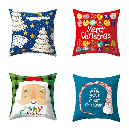 Whimsical Holiday Cartoon Pillow Cover for Festive Home Styling