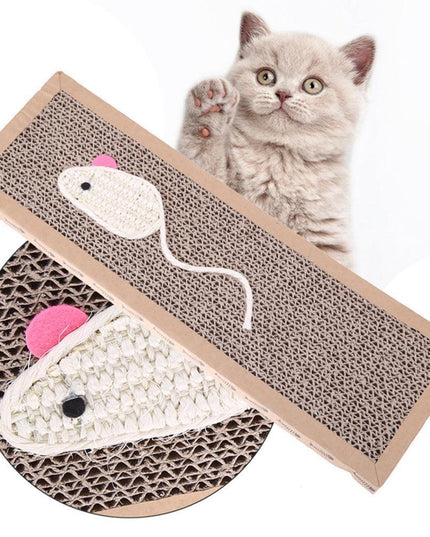 Interactive Cat Scratch Pad with Mouse/Fish Design and Cozy Bed Feature