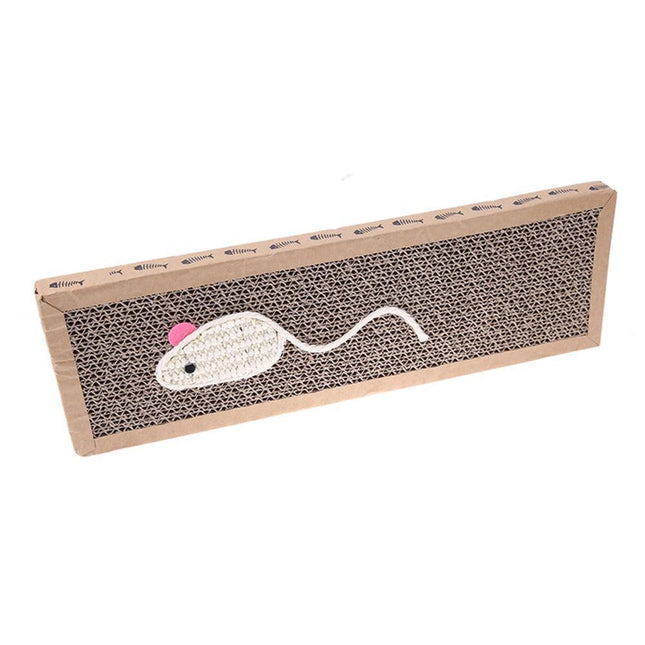 Interactive Cat Scratch Pad with Mouse/Fish Design and Cozy Bed Feature