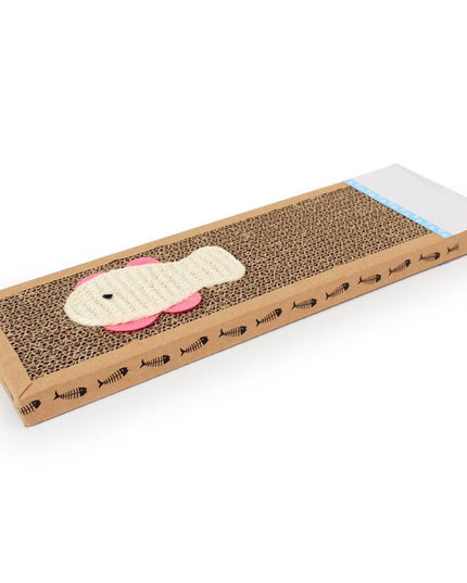 Interactive Cat Scratch Pad with Mouse/Fish Design and Cozy Bed Feature