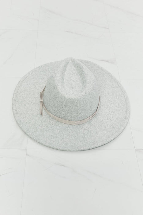 Grey Fedora Hat with Stylish Faux Leather Bow Accent