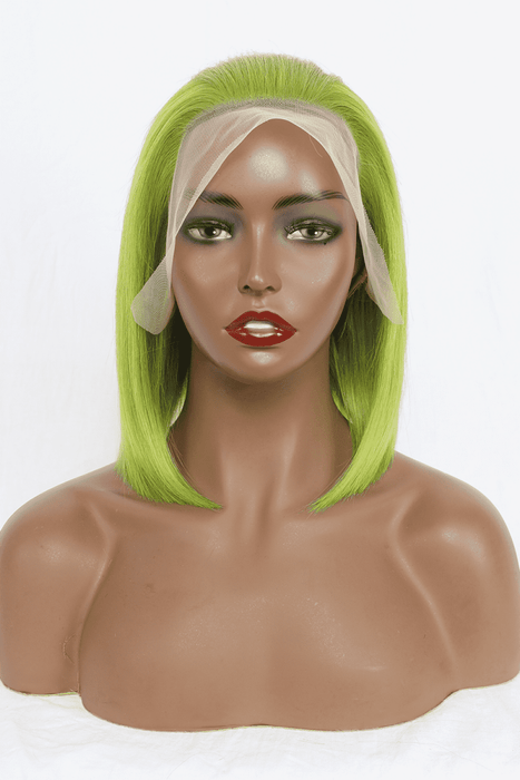 12 Lime Lace Front Human Hair Bobo Wig at 150% Density