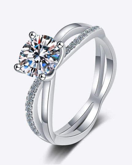 Elegant Moissanite Crisscross Ring with Dazzling Zircon Accents