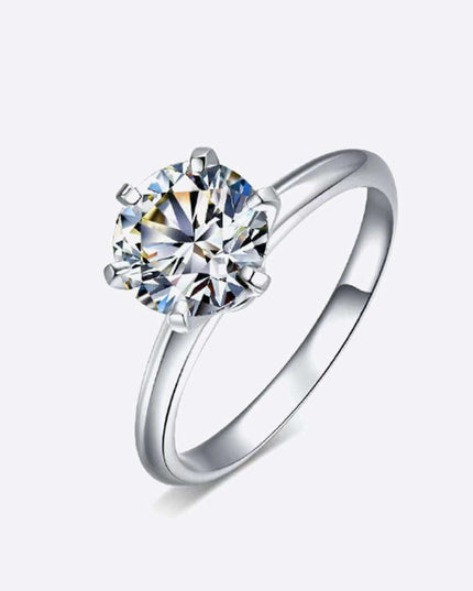 Timeless Radiance: 3 Carat Moissanite Sterling Silver Ring with Platinum Plating