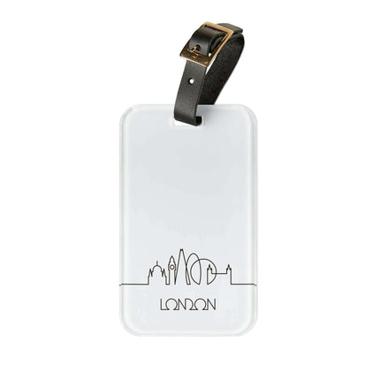 Elegant Explorer's London Luxe Acrylic Luggage Tag Set with Adjustable Leather Strap - Travel in Style!
