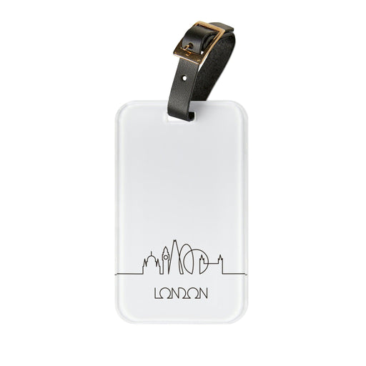 London Acrylic Luggage Tag with Adjustable Leather Strap