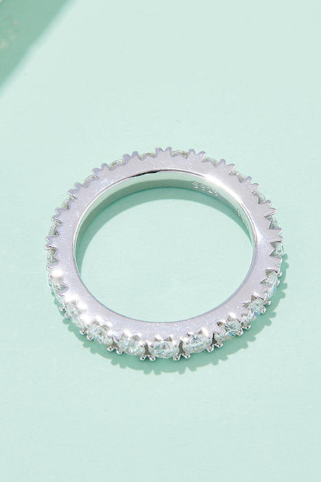 Captivating Moissanite Eternity Ring in Platinum-Finished Sterling Silver