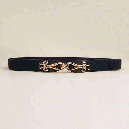 Elegant Versatile Elastic Belt with Stylish Alloy Buckle for Fashion-Forward Looks