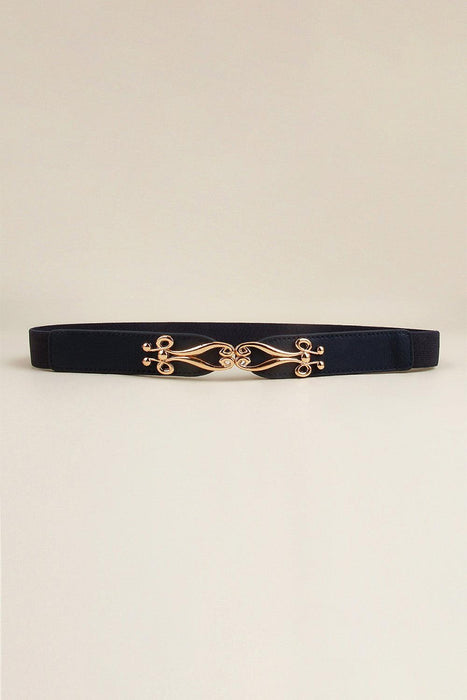 Chic Elastic Belt with Stylish Alloy Buckle - Fashionable Accessory for Versatile Outfits
