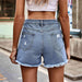 Distressed Button Fly Denim Shorts with Pockets Trendsi