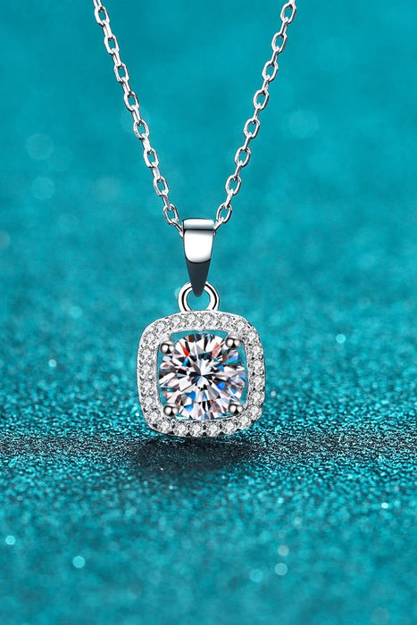 Opulent Square Lab-Diamond Pendant Necklace crafted from Sterling Silver and Zircon Accents