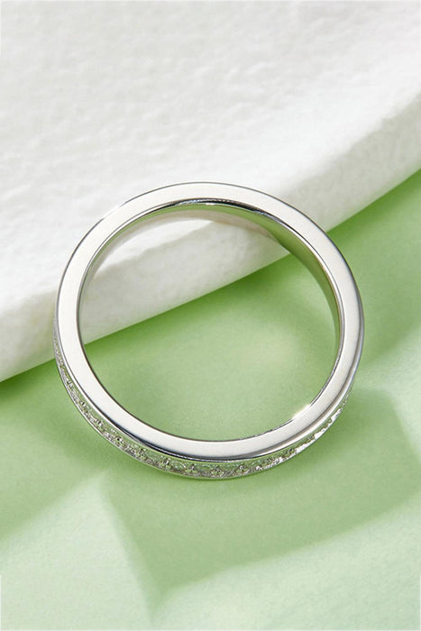Minimalist Moissanite Silver Ring with Platinum Finish