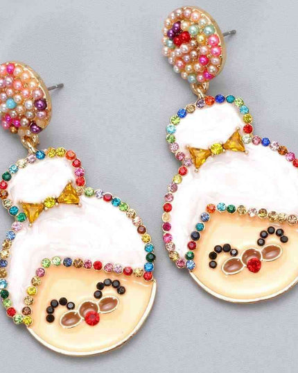 Sparkling Cheer: Mrs. Claus Rhinestone Statement Earrings for Holiday Glamour