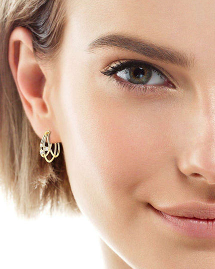 Lavish Moissanite Teardrop Earrings with Lab-Diamond Accents in White Gold and Yellow Gold Plating