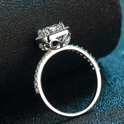 Timeless Elegance Moissanite and Zircon Sterling Silver Ring