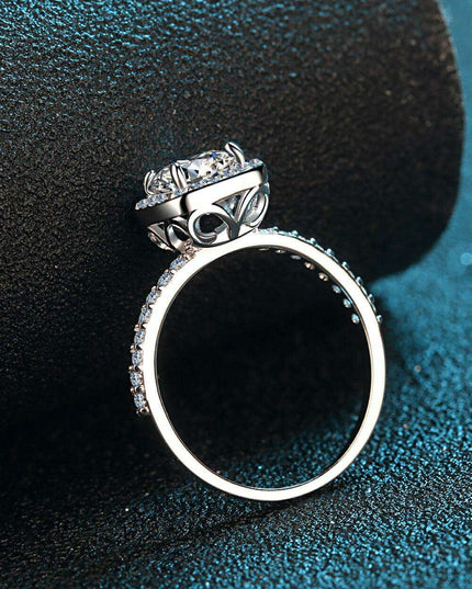 Timeless Elegance Moissanite and Zircon Sterling Silver Ring