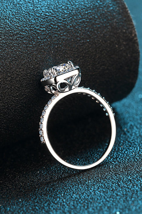 Radiant Elegance Moissanite and Zircon Sterling Silver Ring - Timeless Sophistication