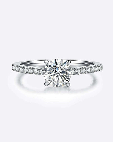 Elegant 1 Carat Lab-Created Diamond Sterling Silver Ring with Dazzling Zircon Accents - Timeless Sophistication