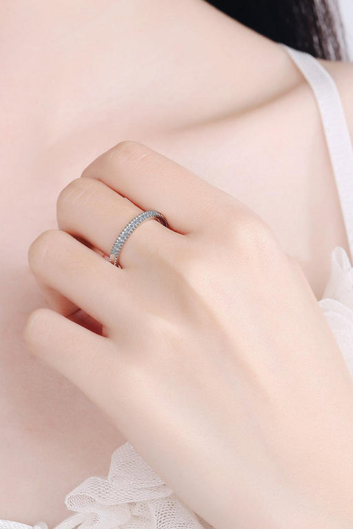 Modern Sleek Sterling Silver Moissanite Ring