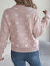 Cozy Heart Print V-Neck Sweater with Long Sleeves