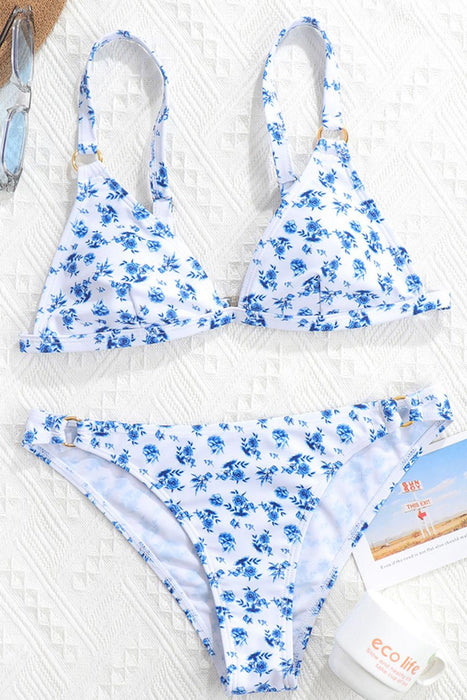 Floral Bikini Set with Chic Ring Detail