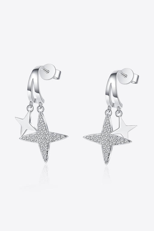 Glistening Lab-Diamond Star Dangle Earrings
