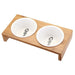 Bamboo Wood Cat Feeding Bowl Collection