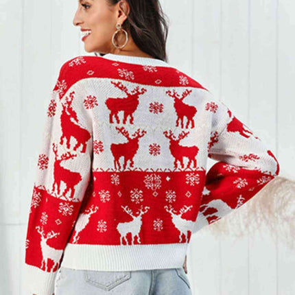 Joyful Reindeer Holiday Knit Sweater