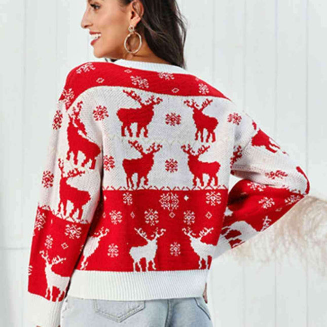 Joyful Reindeer Holiday Knit Sweater