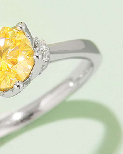 Platinum-Plated 1 Carat Moissanite Sterling Silver Ring - Elegant Fine Jewelry